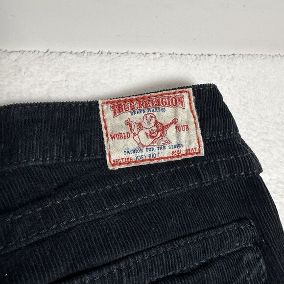 True Religion Womens Joey Big T Corduroy Flare Jeans Pants Size 31 Black Y2K - Picture 4 of 9